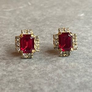 ruby and gemstone gold earrings